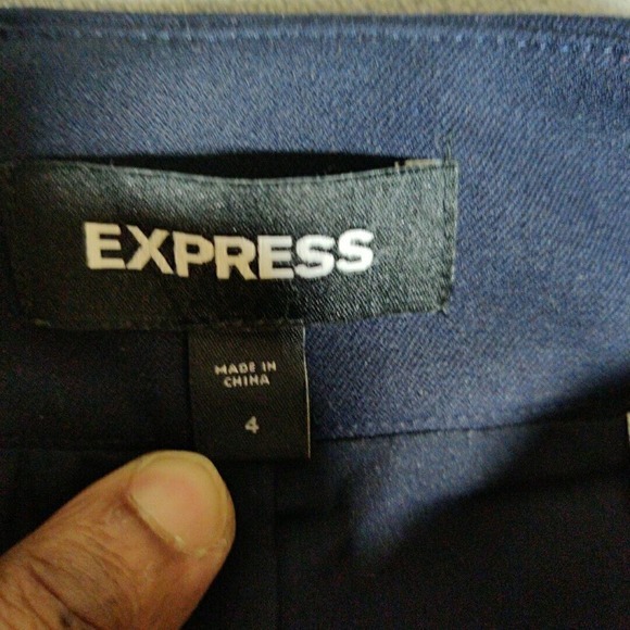 Express Skirt Womens 4 Blue Gold Button Accents Business Casual Pencil Style - Picture 2 of 6